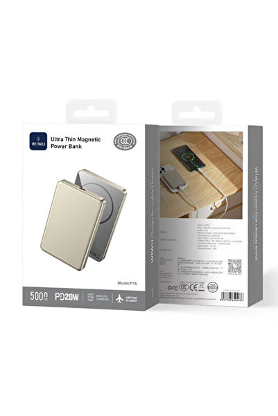 WIWU Ultra Thin Magnetic Power Bank 5000mAh 15W Wireless Fast Charging – P15