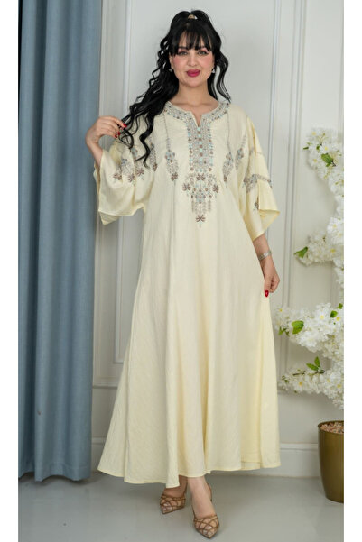 TREN Women’s Soft Cotton Kaftan Breathable Embroidered Maxi Dress for Daily U...