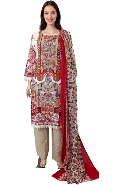 Generic طقم نسائي باكستاني تقليدي من قطن، سالوار كاميز مع دوباتا، فستان عرقي ...