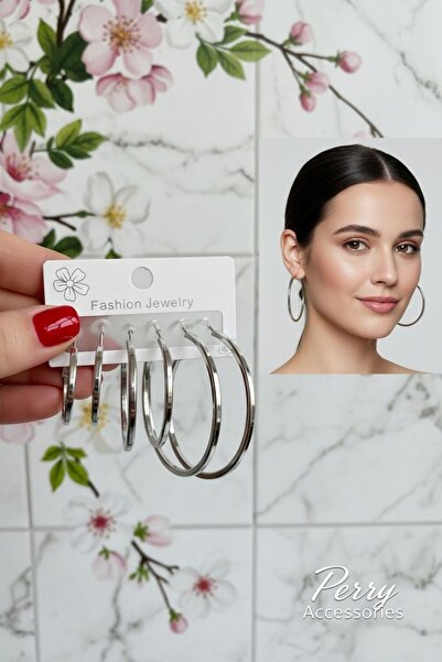 perry accessories 6 adet kararmaz altın kaplama klipsli halka küpe 3 boy 3 çi...