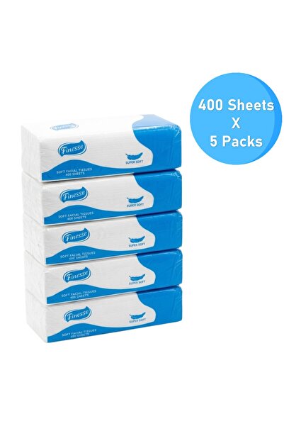 Finesse Daily Care Soft Pack Facial Tissue - Pack of 5 Boxes, 400 sheets x 2 Ply
