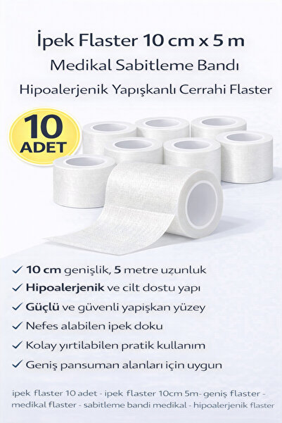 Bezos Silk Plasters 10 cm X 5 m 10 Pieces Medical Fixation Tape Hypoallergeni...