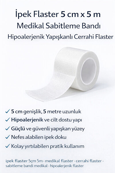 Genel Markalar İpek Flaster 5 cm x 5 m Medikal Sabitleme Bandı Hipoalerjenik ...