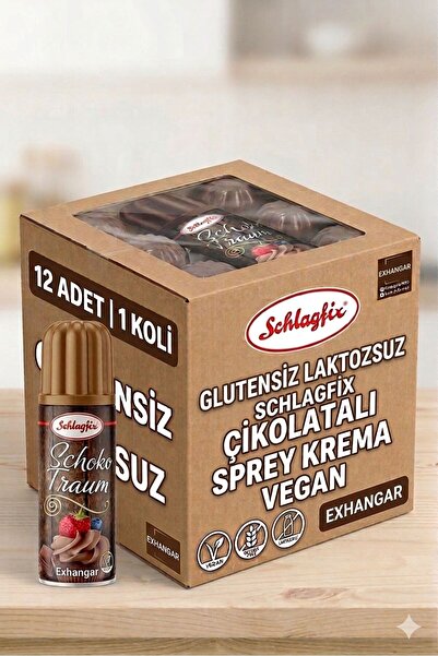 schlagfix Krem Şanti Glutensiz Vegan Çikolatalı Sprey 200 Ml * 12 Adet Toptan...
