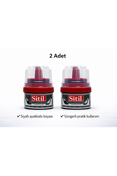 ZEMİRA HOME Sitil Classic Shoe Polish Black Shine with Sponge 2 Pieces