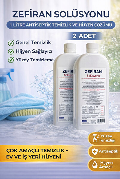 Genel Markalar Zefiran Solüsyonu 1 Litre 2 Adet Set Antiseptik Hijyen ve Çok ...