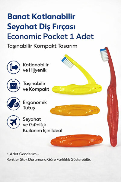 Eda Banat Katlanabilir Seyahat Diş Fırçası Economic Pocket 1 Adet Taşınabilir...