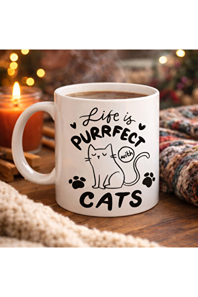 CT STONES Viața este pur și simplu perfectă cu pisici – pisică cu model Cană ...