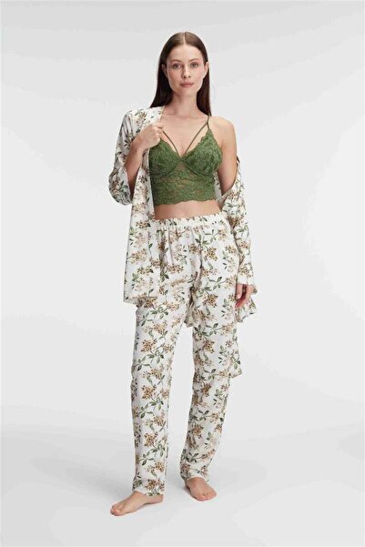 civetta İpaskılı V Yaka Ç Floral Print Summer D Woven D Lace Detailed Dressin...