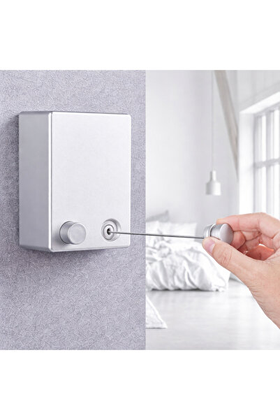 WDA حبل غسيل قابل للسحب، يُثبت على الحائط، حبل تجفيف داخلي، فضي اللون، طوله 4...