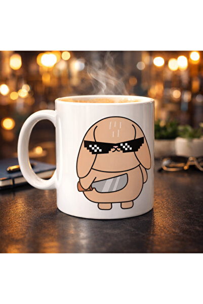 CT STONES Cana de porțelan cu design Cool Rabbit, Model 93 – Cana de cafea di...