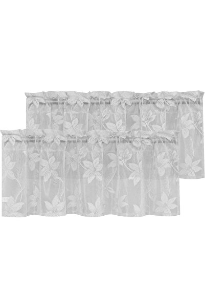 Arabest 2-Pack Lace Valances for Kitchen, Floral Sheer Half Window Curtains, ...