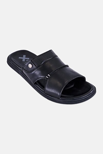 XTI Men Brand Logo Slip On Sandals, Black