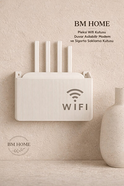 BMHOUSE Pleksi Wifi Kutusu & Duvar Asılabilir Modem ve Sigorta Saklama Kutusu...