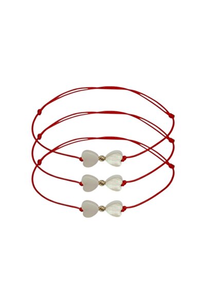 Zephyrs Bijoux SET de 3, Brățară Două Inimi cu bilă aur de 9k si inimă sidef.