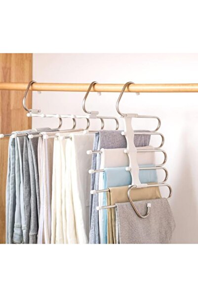 Arabest عبوة من قطعتين من علاقات البنطلونات الموفرة للمساحة ذات 5 طبقات، منظم...