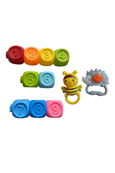 OEM Jucarie cuburi,9 cifre,4.5 cm,silicon,multicolore cu Set zornaitor,arici ...