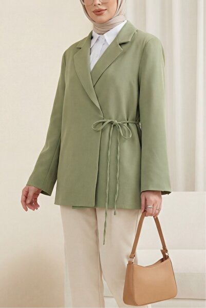 Modamorfo Lined Double Crepe Jacket with Side Laces and Slits on the Back -Ça...