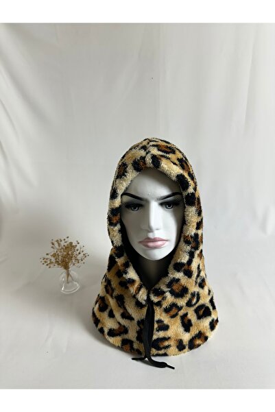 MegssStore منقوش وبري قبعة بالاكلافا مع غطاء للرقبة