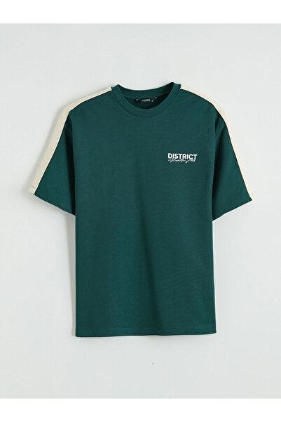 LC Waikiki Ανδρικό μπλουζάκι Özmarka New Season Cycling Collar Striped με τύπωμα