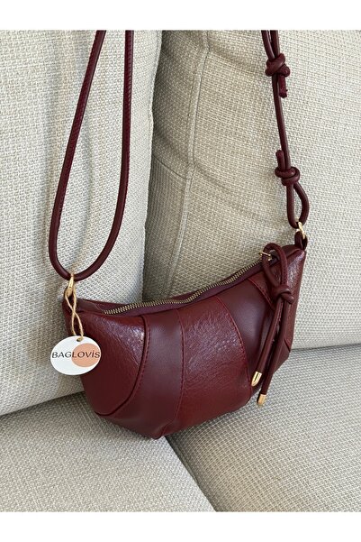 BAGLOVİS Дамска чанта в бордо цвят с детайли от възел, елегантен дизайн тип к...