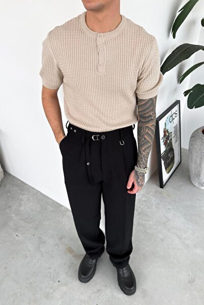 HAFKAGİYİM Футболка з капюшоном і ґудзиками з візерунком з каменів