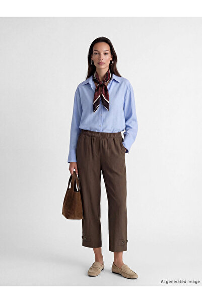 LC Waikiki Kahverengi Beli Lastikli Havuç Kesim Kadın Pantolon