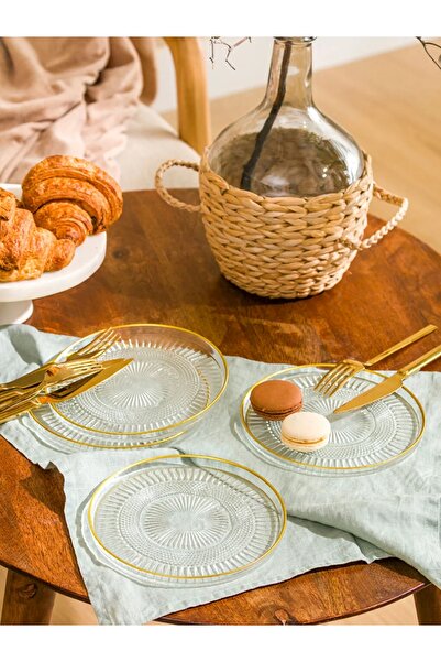 LC Waikiki منقوش طقم أطباق كيك زجاجية 4 قطع 16 سم