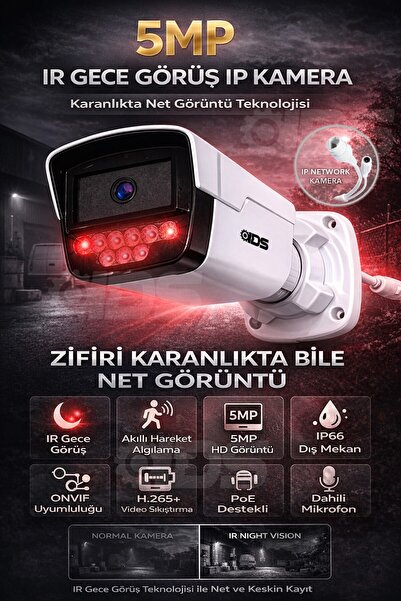 IDS IP Kamera 5MP Ultra HD Network Güvenlik Kamerası - H.265+ - Onvife - POE ...