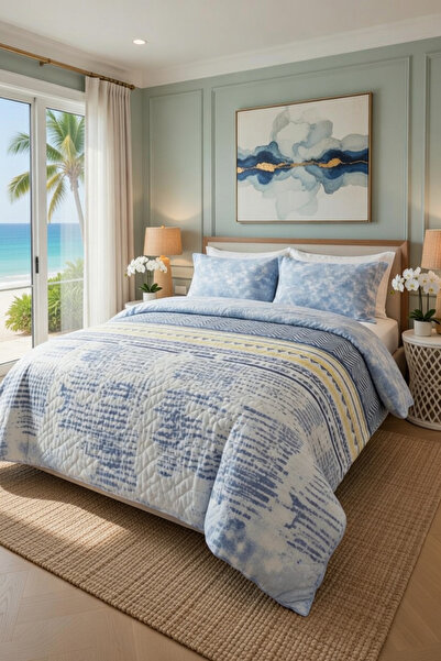 VENTİ VENTİSCA Set de husă de pilotă dublă din bumbac moale premium, cu model