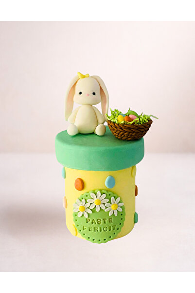 FigurinArt Set figurine tort pastă de zahăr - Iepuraș Fetiță de Paște - Handmade
