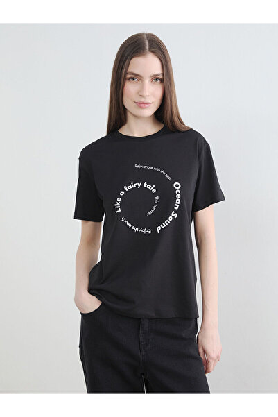 LC Waikiki Γυναικείο μπλουζάκι Özmarka New Season με στάμπα και λαιμόκοψη ποδ...