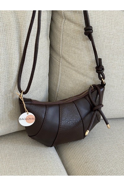 BAGLOVİS Model croissant cu noduri de culoare cafea pentru femei, elegant, pe...