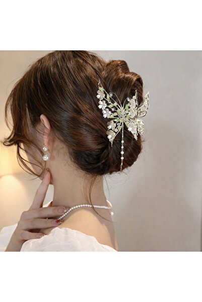Glamluxe Pearl Detailed Leaf Model Hair Clip – Stylish Women's Hairpin, Brida...