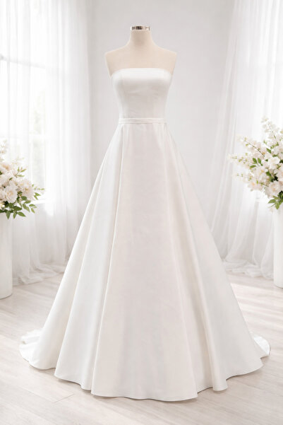 FİYPER Saten Hazır Taslak Gelinlik Kişiselleştirilebilir Tasarım