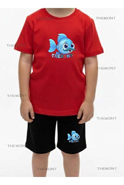 THEKONT PLAVA RIBA ŠORTSEVI I MAJICA SA TISKOM, LETNJI DEČJI SET