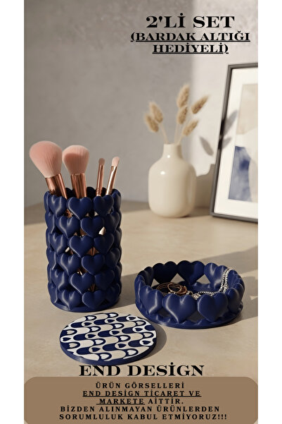 END Design Set od 2 organizatora u obliku srca | Držač četkica za šminku i or...