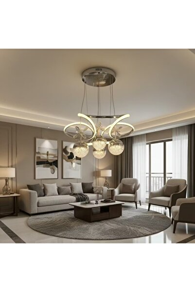 mayadesignlight mayadesignligt HELEZON 4 TOPLU 3 RENKLİ LED AVİZE KROM RENK