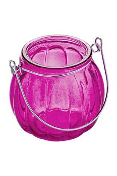 Solal Felinar decorativ din sticlă cu dovleac fuchsia și mâner Ø7,5 x 8 cm