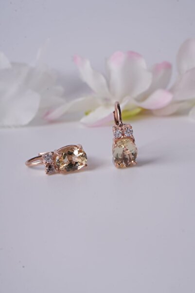 Aksesuaring 5*7mm Morganite Taşlı Gümüş Küpe