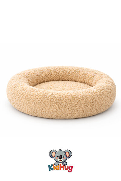 KidHug Donut Simit Peluş Kedi Köpek Yatağı – Yumuşacık Dolgolu Yumuşak Kedi Köpek Uyku Minderi 50 cm