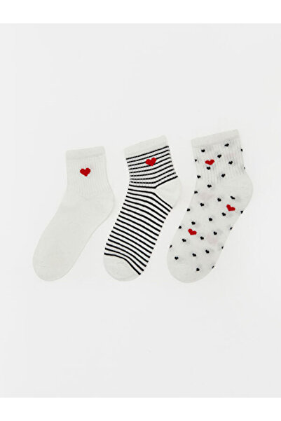 LC Waikiki Rmz Gi̇yi̇m Farkiyla Embroidered Women's Socks 3-Piece Set