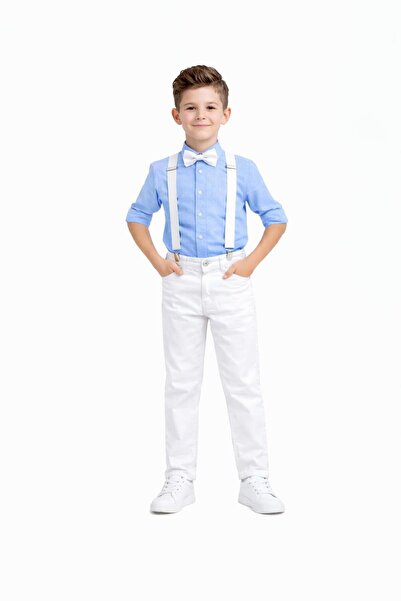 Nacar Erkek Çocuk Papyonlu Askılı Gömlek ve Pantolon Takımı 23 Nisan 29 Ekim ...