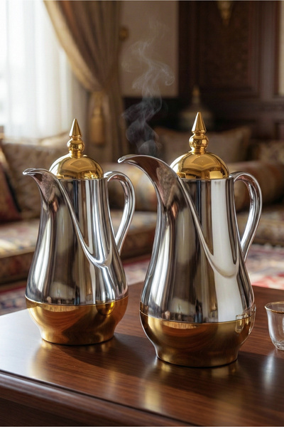 SQUALO طقم ترامس ضيافة للشاي والقهوة حافظ للحرارة – 1 لتر + 1 لتر – زجاج داخل...