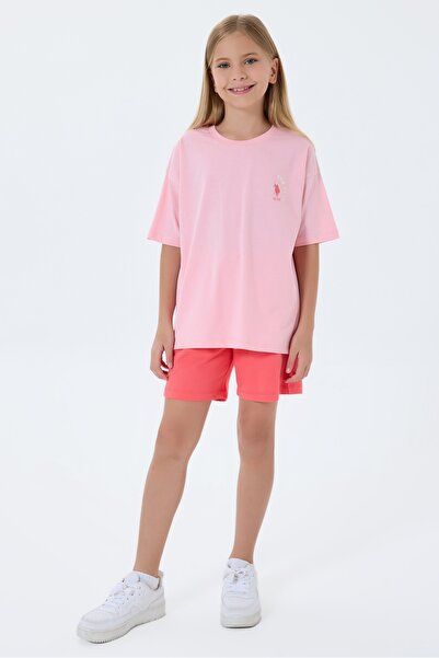 U.S. Polo Assn. Two pieces set, T-shirt and Shorts, for girls, Pink