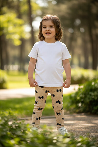 Kidiba Kız Çocuk Raporlu Desenli Esnek Pamuklu Tayt