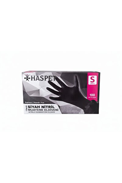 Has-Pet Siyah Nitril Eldiven Pudrasız 100'lü Kutu Tek Kullanımlık Dayanıklı M...