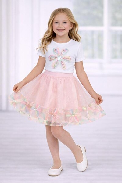 NOBLE STORE 23 Nisan 29 Ekim Gösteri Kıyafeti Kız Çocuk Modeli Etek Takımı