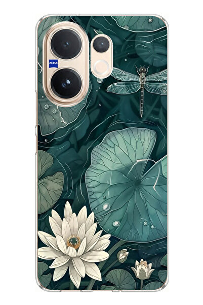 TechTree حافظة سيليكون متوافقة مع هاتف Vivo V60 باللون الأخضر على شكل ورقة ال...