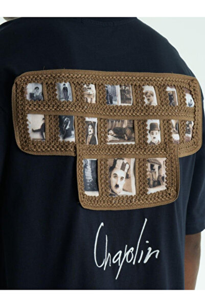 Chirkef تي شيرت أسود كبير الحجم للجنسين 100% قطن من الخلف والأمام مطبوع برقبة...